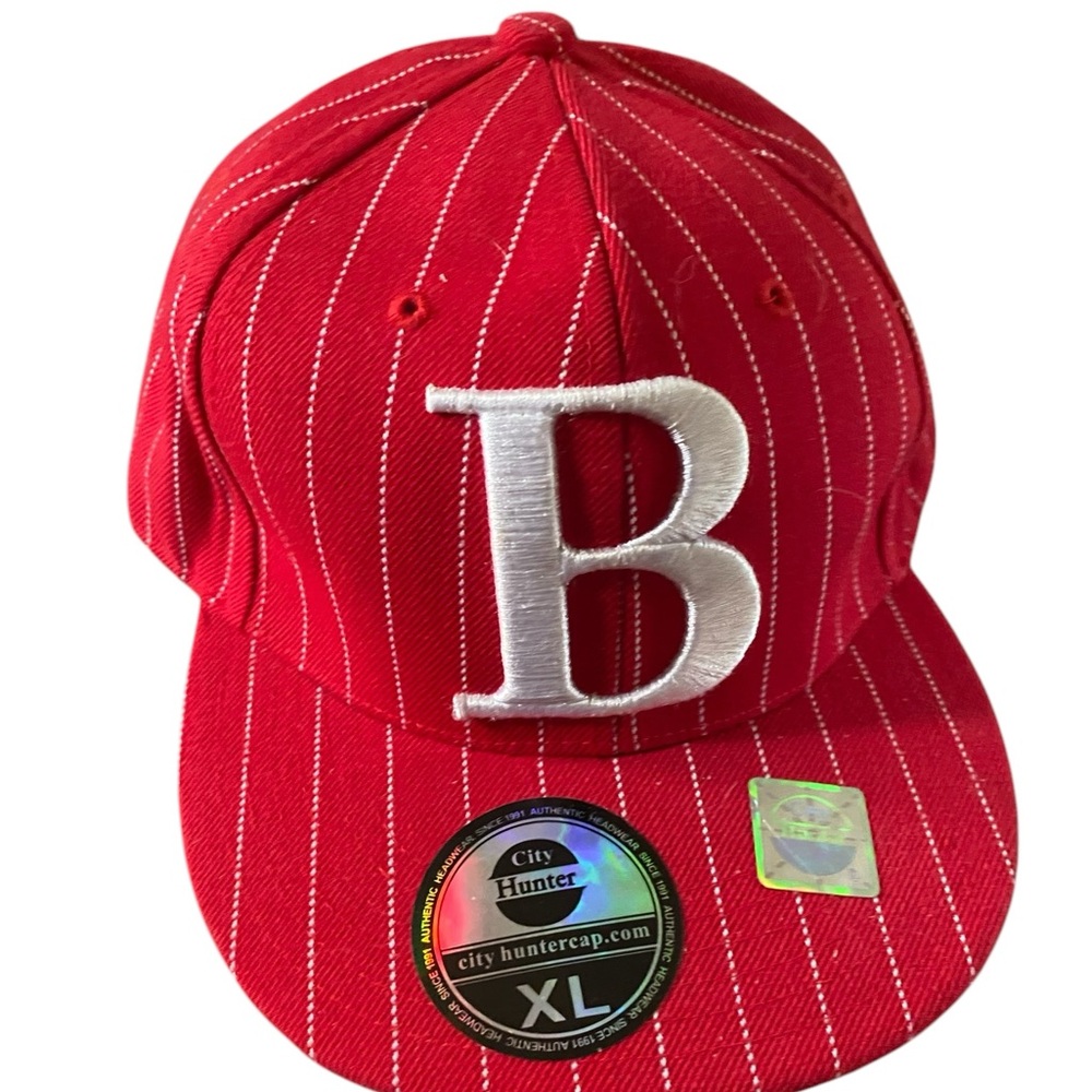 City Hunter Brand Boston Fitted Cap Hat Red And White XL 7 3/4 NEW